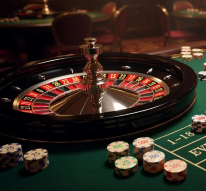 Zbliżenie na stół kasynowy z kartami i żetonami